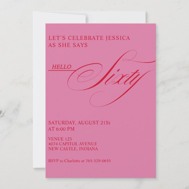 60th Birthday Caligraphy Modern Elegant Invitation (Front)