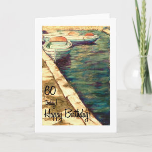 60th Birthday Card - Blue Boats