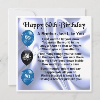 60th Birthday Card - Brother