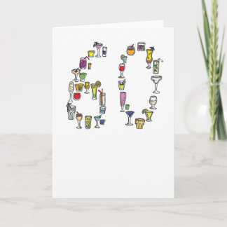 60th birthday card, cocktails card