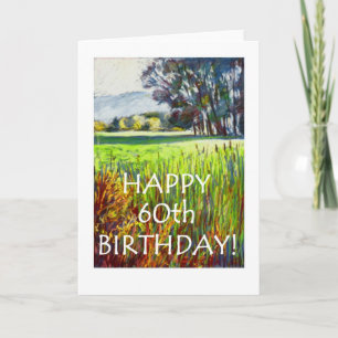60th Birthday Card - Evening in the Meadows