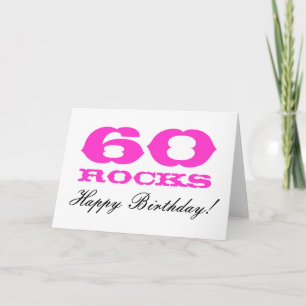 60th Birthday card for women   60 Rocks!