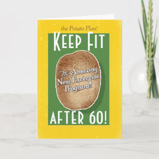 60th Birthday card: Potato Bag Fitness Program Card