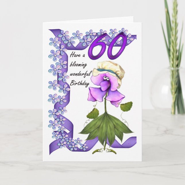 60th Birthday Card with Moonies cute bloomers, (Front)