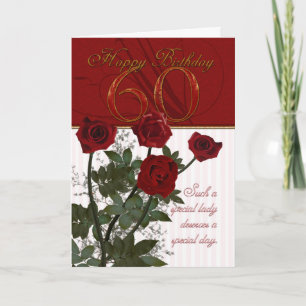 60th Birthday Card With Roses