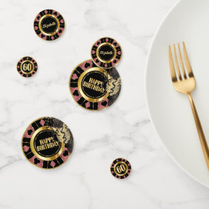 60th Birthday Casino Poker Chip - Rose Gold Confetti