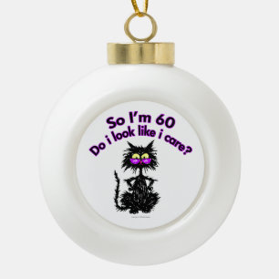 60th Birthday Cat Gifts Ceramic Ball Christmas Ornament