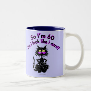60th Birthday Cat Gifts Two-Tone Coffee Mug