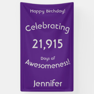60th Birthday Celebrating 21,915 Days Awesomeness Banner