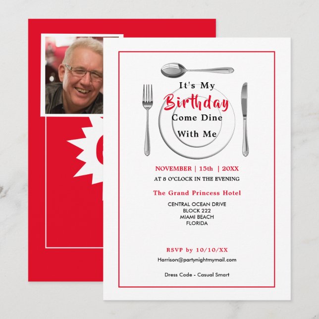 60th Birthday Celebration Modern Photo Invitation (Front/Back)