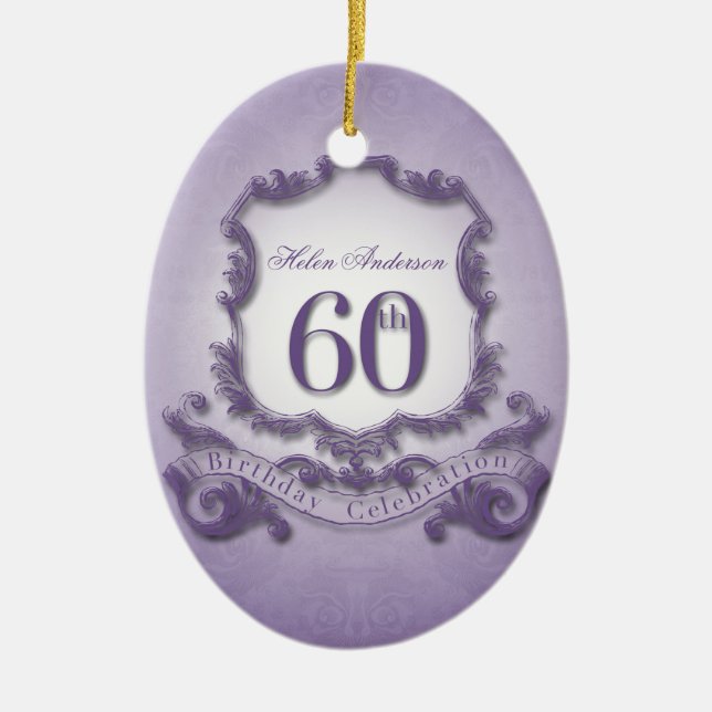 60th Birthday Celebration Personalised Ornament (Front)