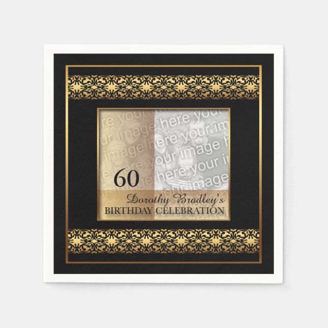 60th Birthday Celebration Photo Paper Napkins (Front)