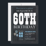 60th Birthday Chalkboard Blue Balloon Rustic Chic Invitation<br><div class="desc">Rustic Vintage Chalkboard White Blue Balloon 60th Birthday Party Invitation</div>