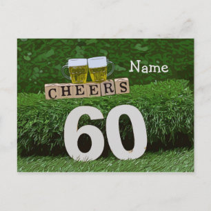 60th Birthday Cheers and beers invitation Postcard