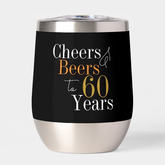 60th Birthday Cheers Beers Black Gold (Front)