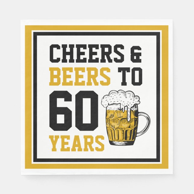 60th Birthday Cheers & Beers to 60 Years Napkin (Front)