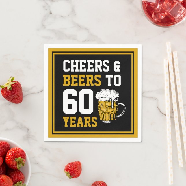 60th Birthday Cheers & Beers to 60 Years Napkin (Insitu)