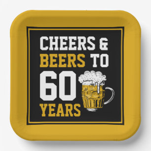 60th Birthday Cheers & Beers to 60 Years Paper Plate