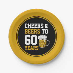 60th Birthday Cheers & Beers to 60 Years Paper Plate