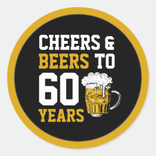 60th Birthday Cheers & Beers to 60 Years Square Classic Round Sticker