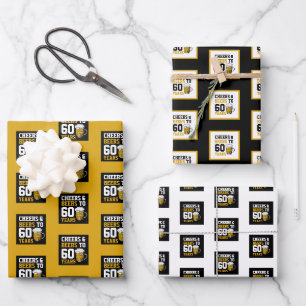 60th Birthday Cheers & Beers to 60 Years Wrapping Paper Sheet