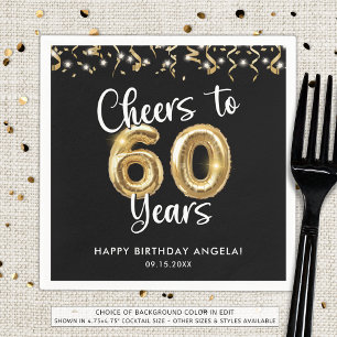 60th Birthday Cheers to 60 Years Custom Colour Napkin