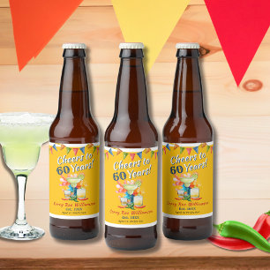 60th Birthday Cheers to 60 Years Fiesta Beer Bottle Label