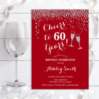 60th Birthday - Cheers To 60 Years Red Silver
