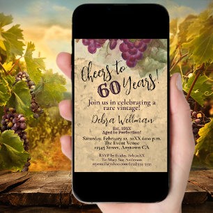 60th Birthday Cheers to 60 Years Vintage Rustic  Invitation