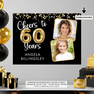60th Birthday Cheers to Years 2 Photo Welcome Sign