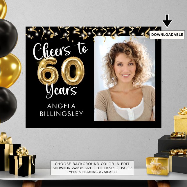 60th Birthday Cheers to Years Photo Welcome Sign (Creator Uploaded)