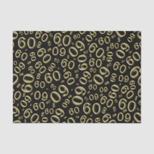 60th Birthday Cool Number Pattern Gold/Black Tissue Paper