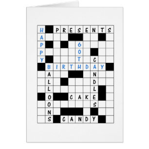 60th Birthday, Crossword Puzzle Birthday Card