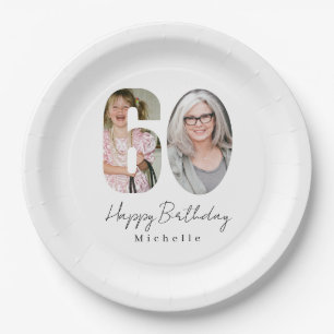 60th Birthday Custom Photo Paper Plates