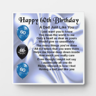 60th  Birthday Dad Poem Plaque