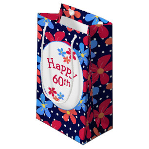 60th Birthday Daisies On Polka Dots Small Gift Bag
