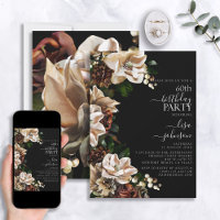 60th Birthday Dark Moody Neutral Magnolia Floral