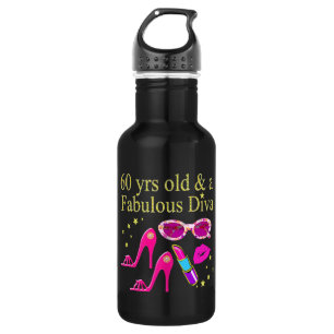 60TH BIRTHDAY DAZZLING DIVA DESIGN 532 ML WATER BOTTLE
