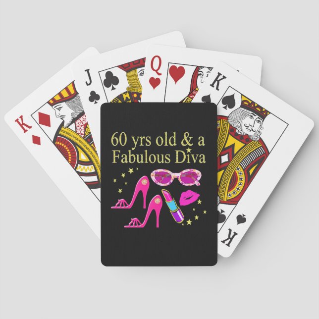 60TH BIRTHDAY DAZZLING DIVA DESIGN PLAYING CARDS (Back)