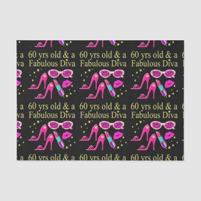 60TH BIRTHDAY DAZZLING DIVA DESIGN TISSUE PAPER (Front)