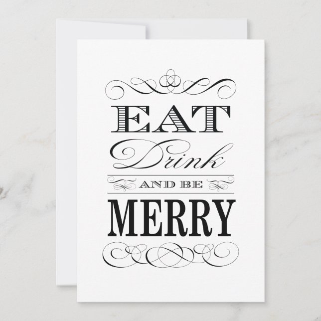 60th Birthday Dinner Party Eat Drink and be Merry Invitation (Front)