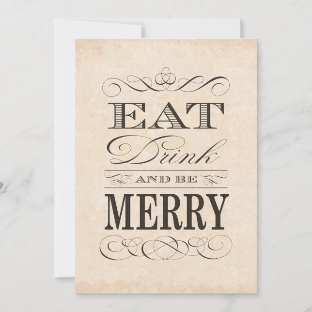 60th Birthday Dinner Party Eat Drink and be Merry Invitation (Front)