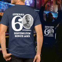 60th Birthday doubled sided photo name white text