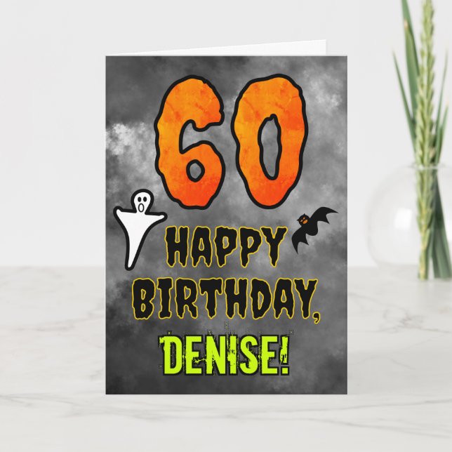 60th Birthday: Eerie Halloween Theme + Custom Name Card (Front)