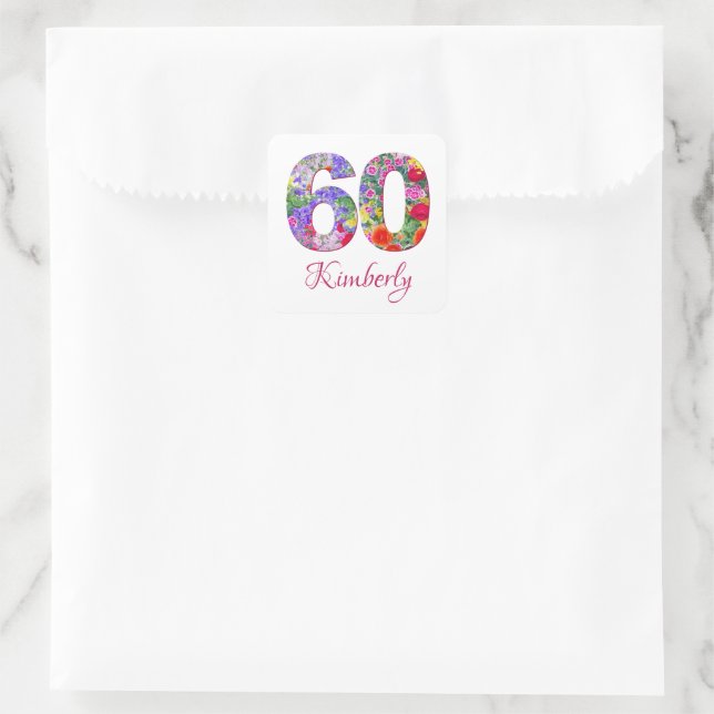 60th birthday elegant floral blossoms stickers (Bag)
