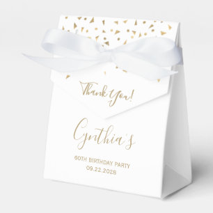 60th Birthday Elegant Gold Confetti White Favour Box
