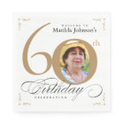 60th Birthday Elegant Gold White Calligraphy Photo