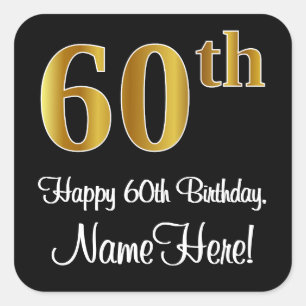60th Birthday – Elegant Luxurious Faux Gold Look # Square Sticker