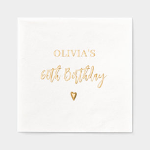 60th Birthday Elegant Modern Heart Gold Foil Napkins