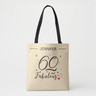 60th Birthday Elegant Natural Beige Personalized Tote Bag